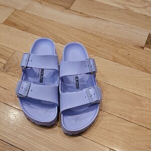 Birkenstock Purple Sandals with Adjustable Straps and Molded Footbed